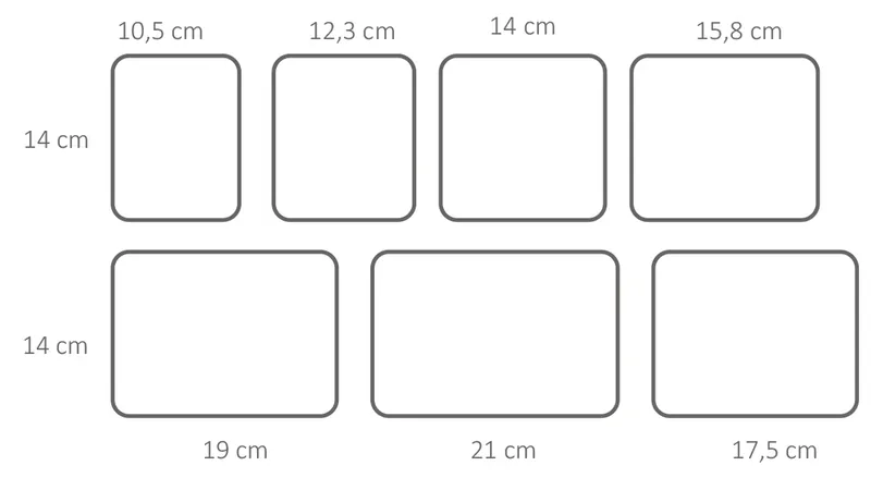 Rysunek formatów i wymiarów elementów Styrobud Pantenon Classic